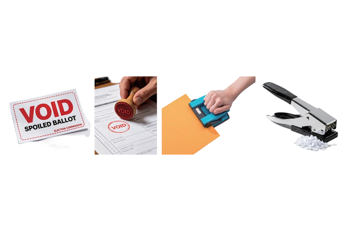 Spoiled Ballot Marking Supplies (Stickers, Stamps, Pliers, Hole Punches)
